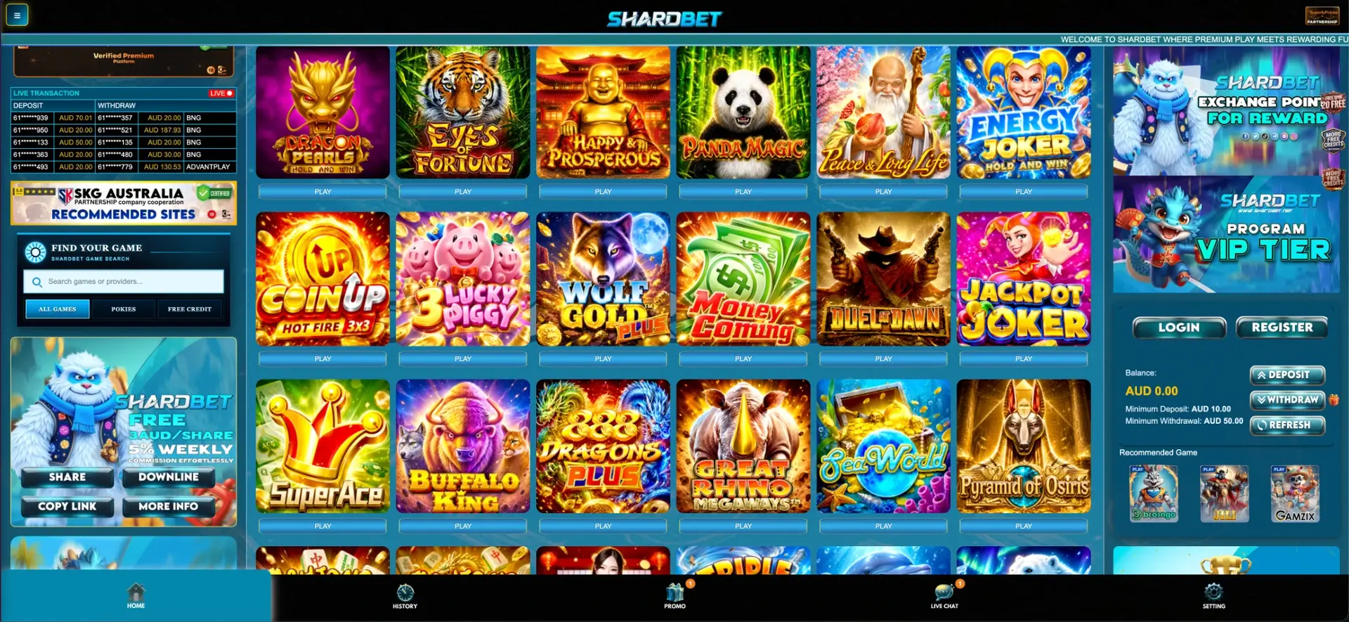 Shardbet Pokies on Shardbet Casino