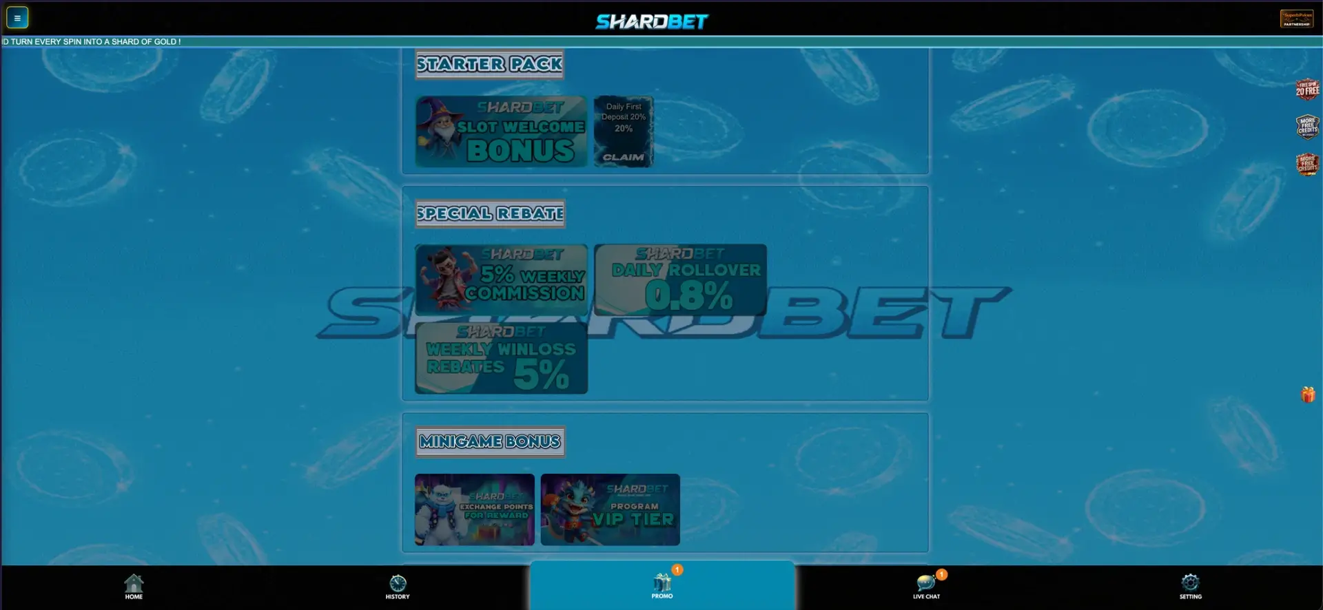 Shardbet Bonus on Shardbet Casino